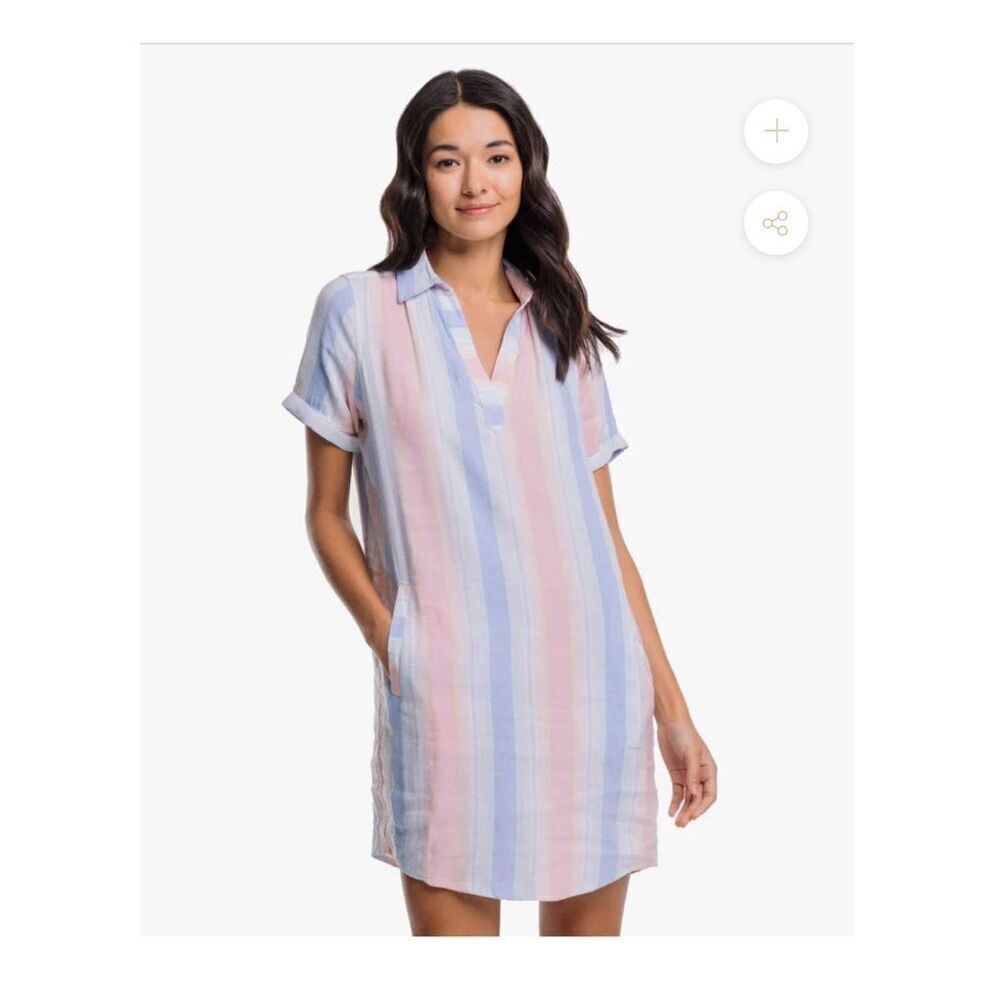 Southern Tide Kamryn Resort Stripe Dress Boat Blue $138 M